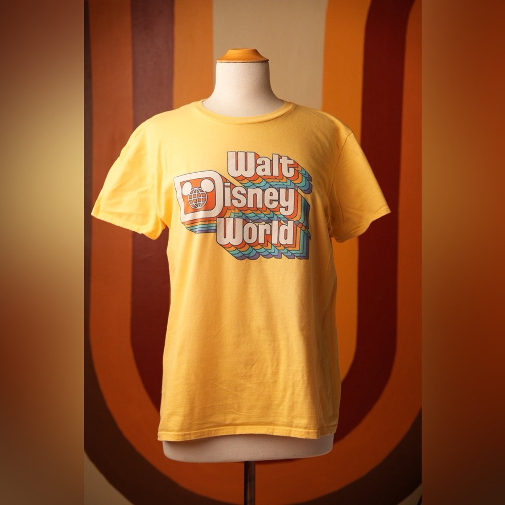 Walt Disney World 70s inspired yellow tee shirt